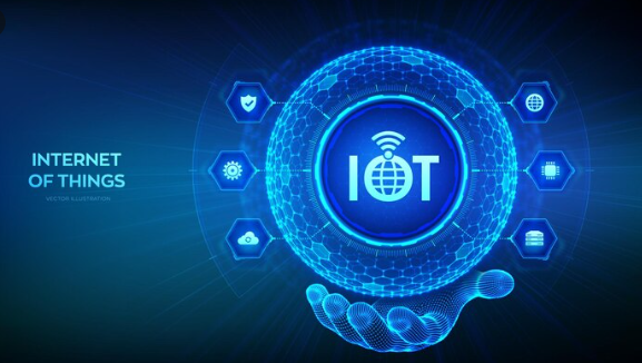IoT architecture concept showing edge devices, cloud computing, and data analytics