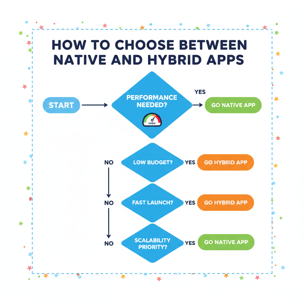 Decision flowchart for choosing native or hybrid apps