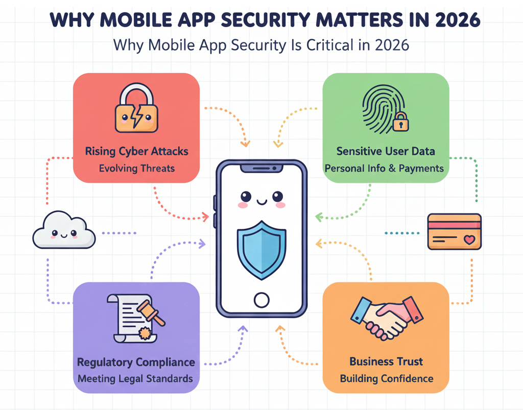 Why mobile app security is important in 2026 due to cyber threats and data protection