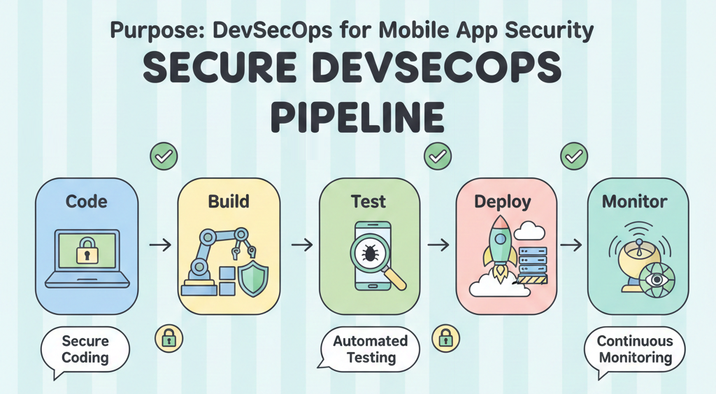 DevSecOps pipeline integrating security in mobile app development