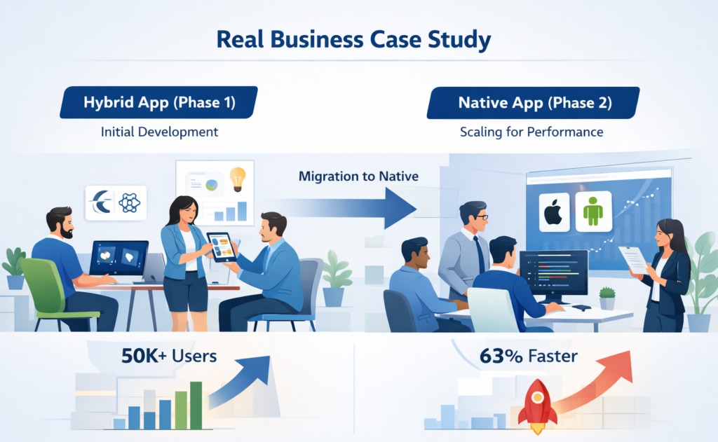 Business case study showing hybrid to native app migration