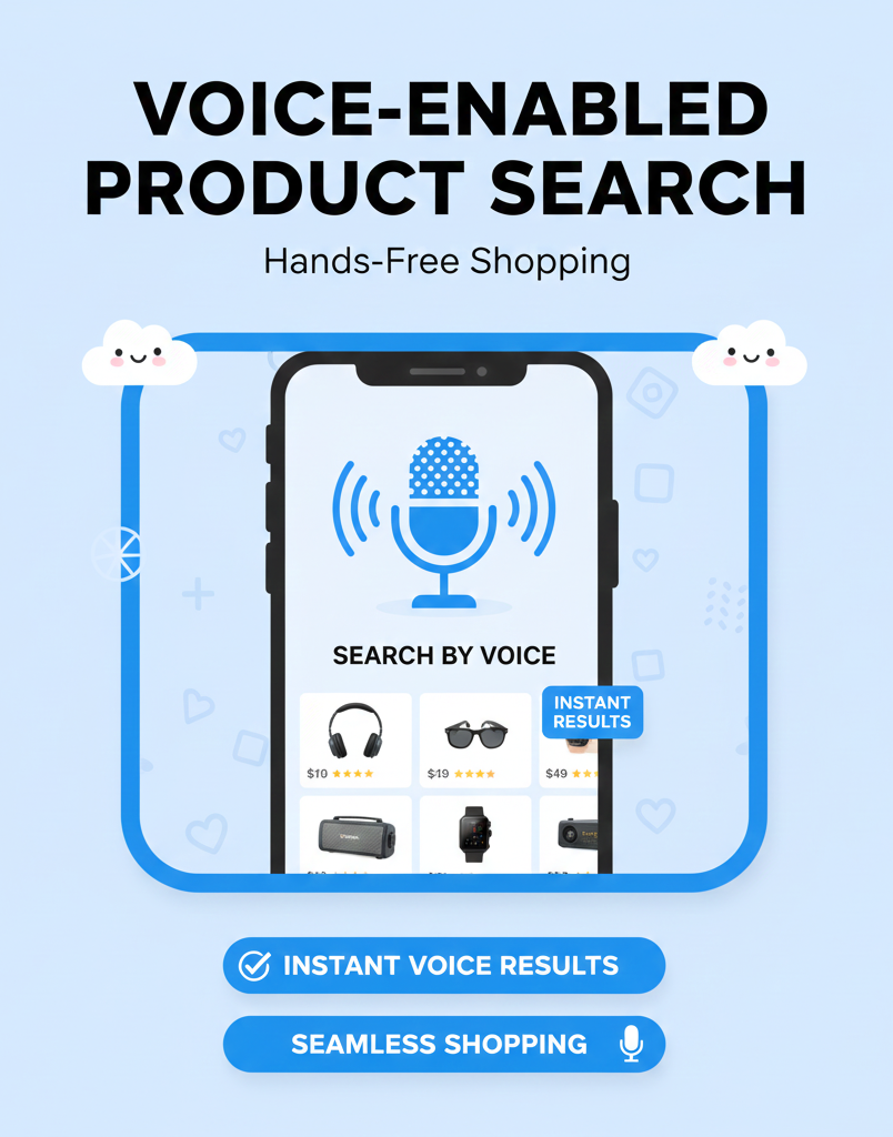 Voice search feature for e-commerce shopping in 2026.