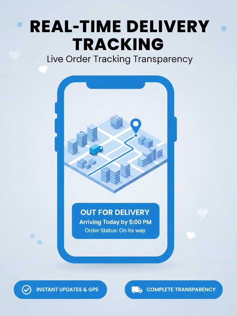 Real-time order delivery tracking feature for online shopping.