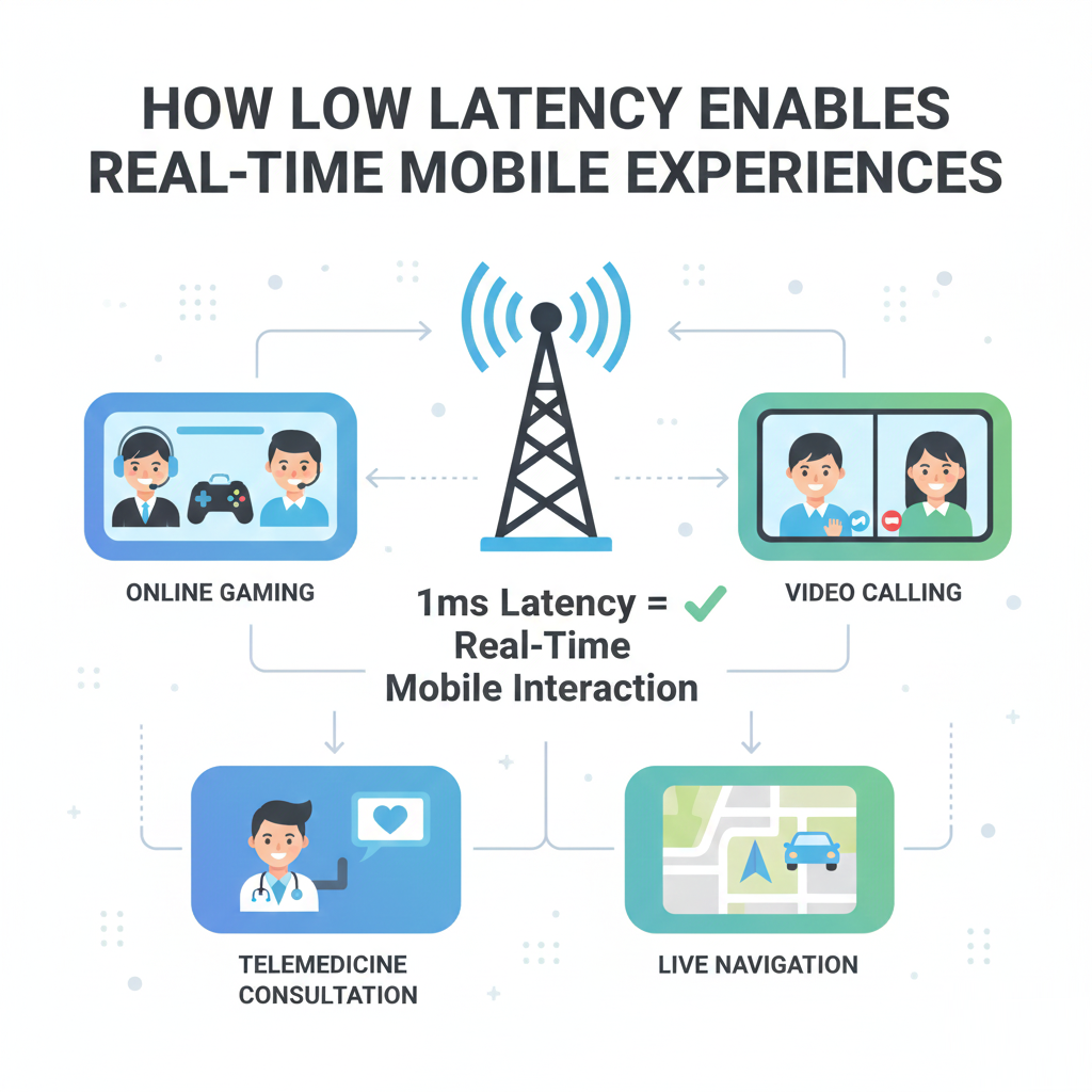 Low latency 5G enabling real-time mobile applications like gaming and video calls