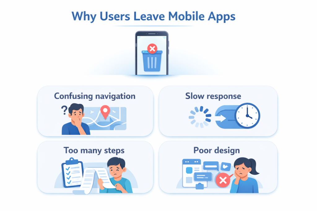 mobile app uninstall reasons infographic