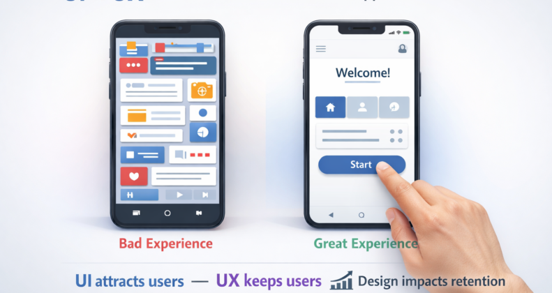 ui vs ux mobile app comparison illustration