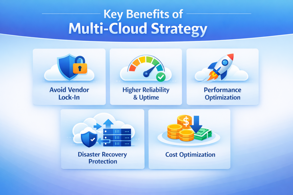 key benefits of multi cloud strategy infographic
