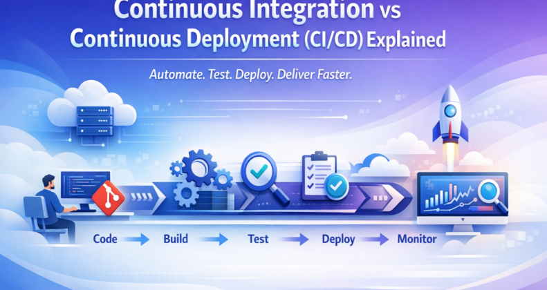 Continuous Integration vs Continuous Deployment CI/CD pipeline illustration