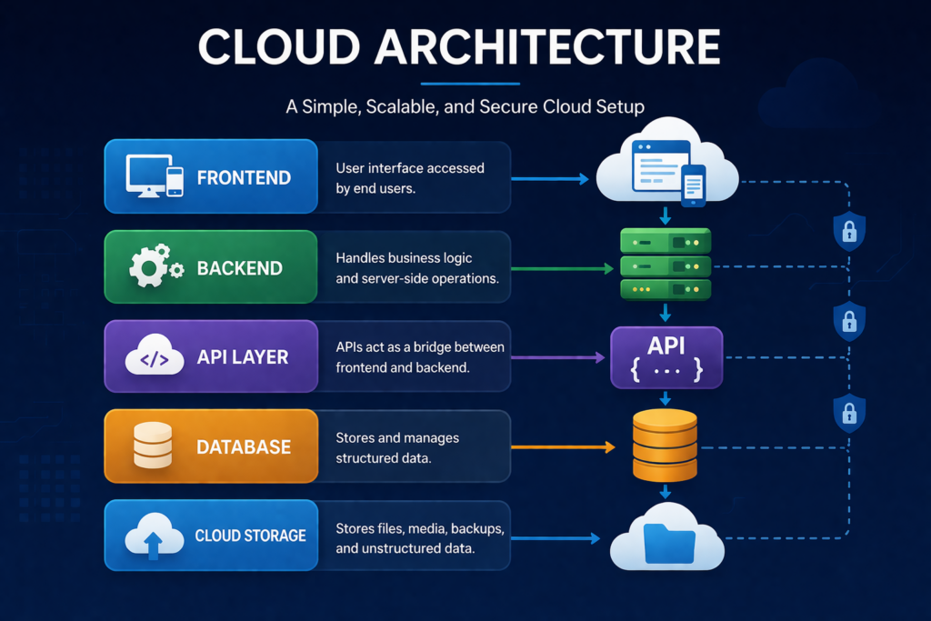 Cloud Migration Made Simple architecture diagram showing system layers and cloud infrastructure