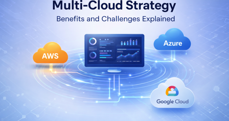 Multi-Cloud Strategy Benefits and Challenges visual infographic