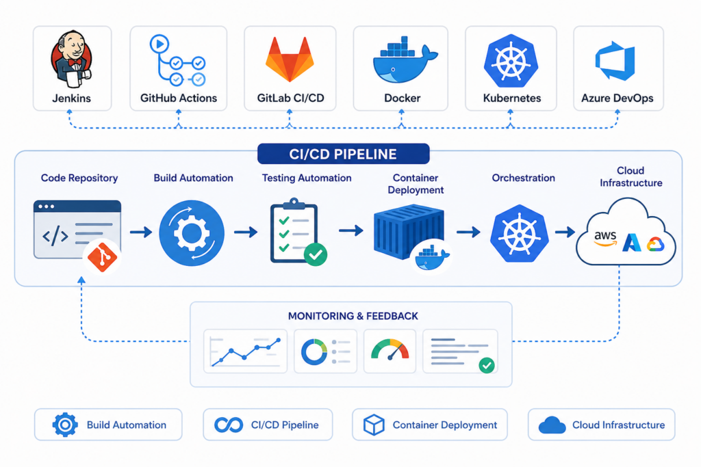 Popular CI/CD tools and DevOps automation workflow
