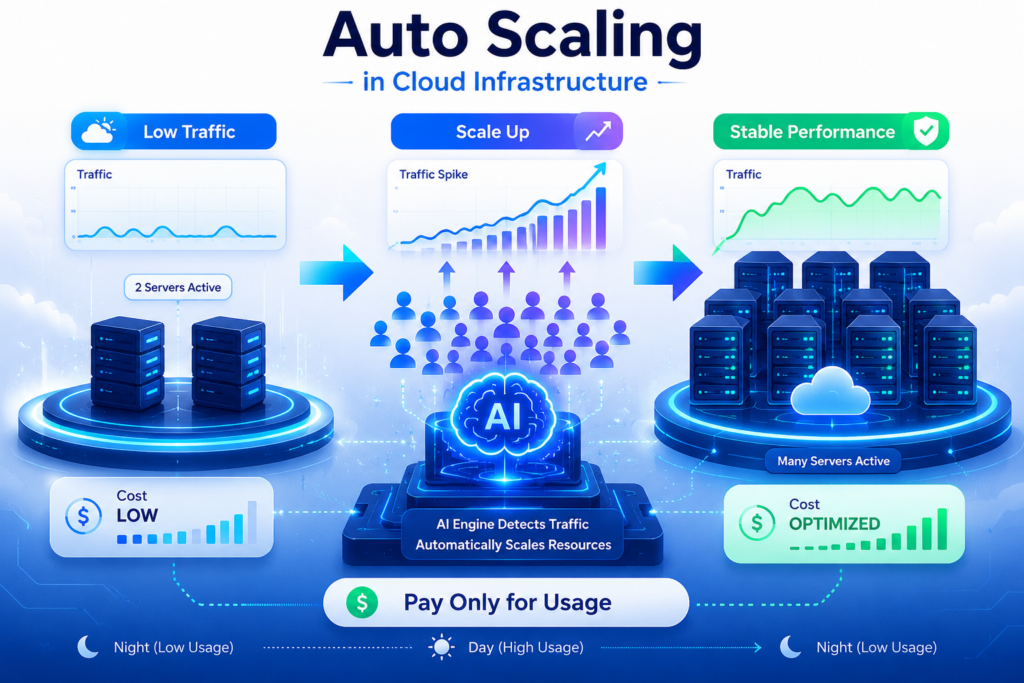 Cloud auto scaling process improving performance and reducing infrastructure costs