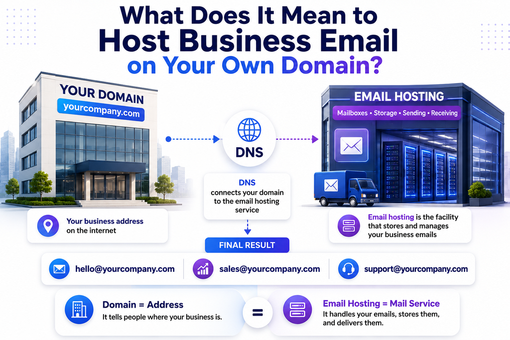 Difference between a domain and business email hosting