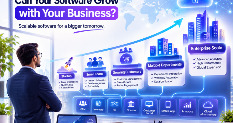 Can Your Software Grow with Your Business showing scalable software architecture supporting business growth