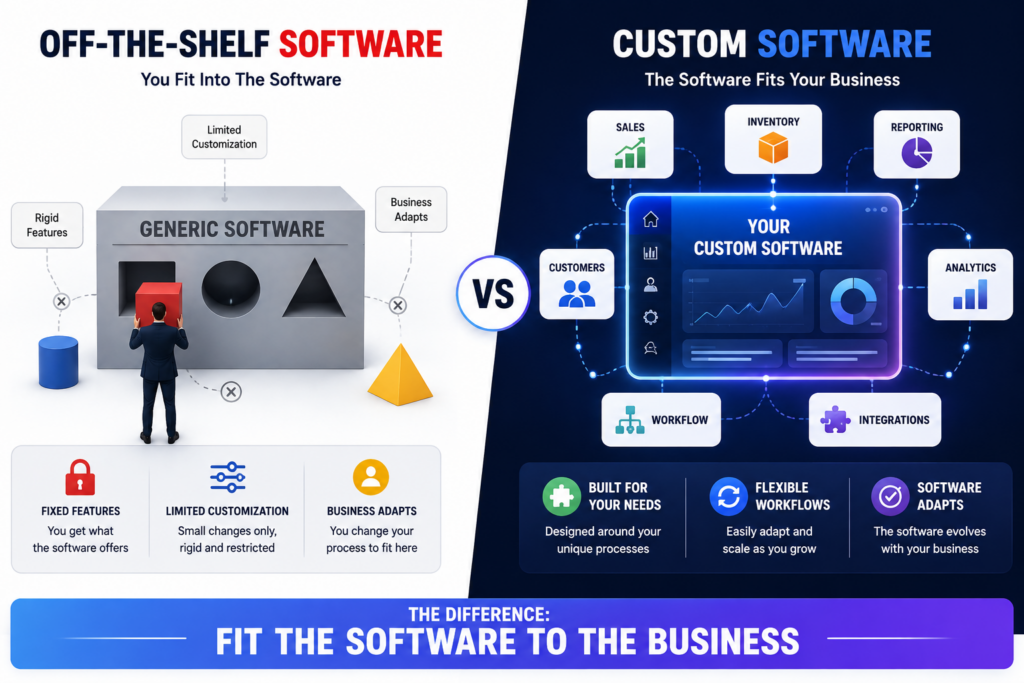 Custom software compared with off-the-shelf software for business needs