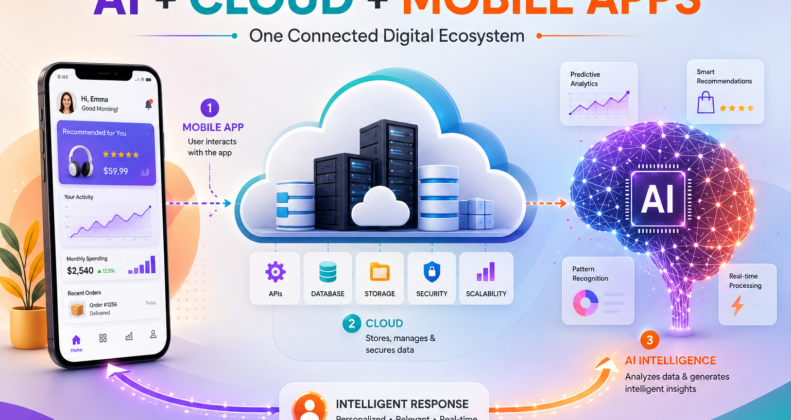 AI cloud mobile apps working together in one digital ecosystem